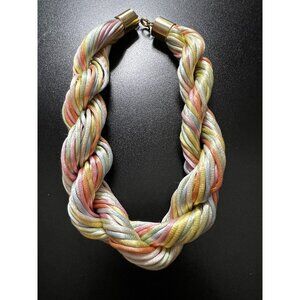 Beautiful Rare Find Silky Pastel Twisted Yarn Collar Necklace